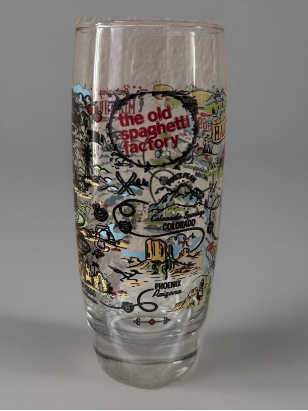 The Old Spaghetti Factory Glass Tumbler Map Of Locations Restaurant Italian Soda